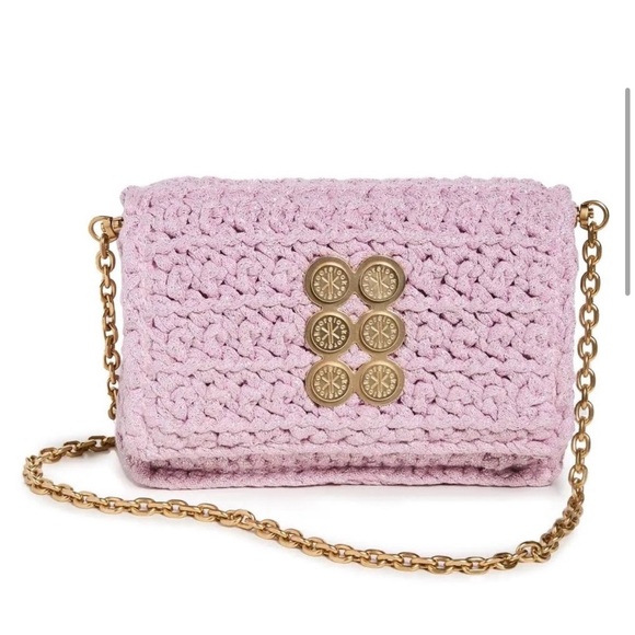 $395‎ KOORELOO Amalfi Crochet Clutch Crossbody Purse Bag Chain Made In Greece - Picture 1 of 16